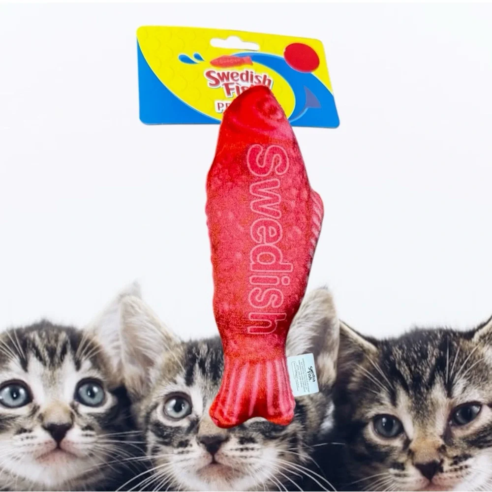 Swedish fish candy cat kitten 7” toy plush catnip new